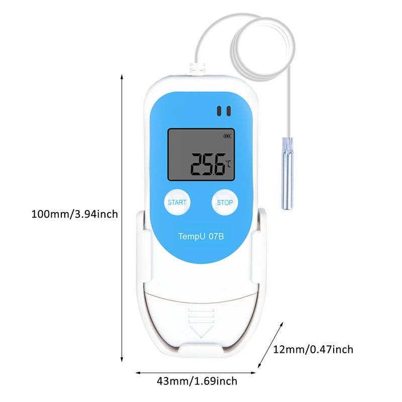 Temperature and Humidity Recorder White & Blue Multi-use High Accuracy Large Data Memory Portable Recorder - No Software Needed PDF Report Generation LCD Display Recorder for Indoor Outdoor Environmen - Image 5
