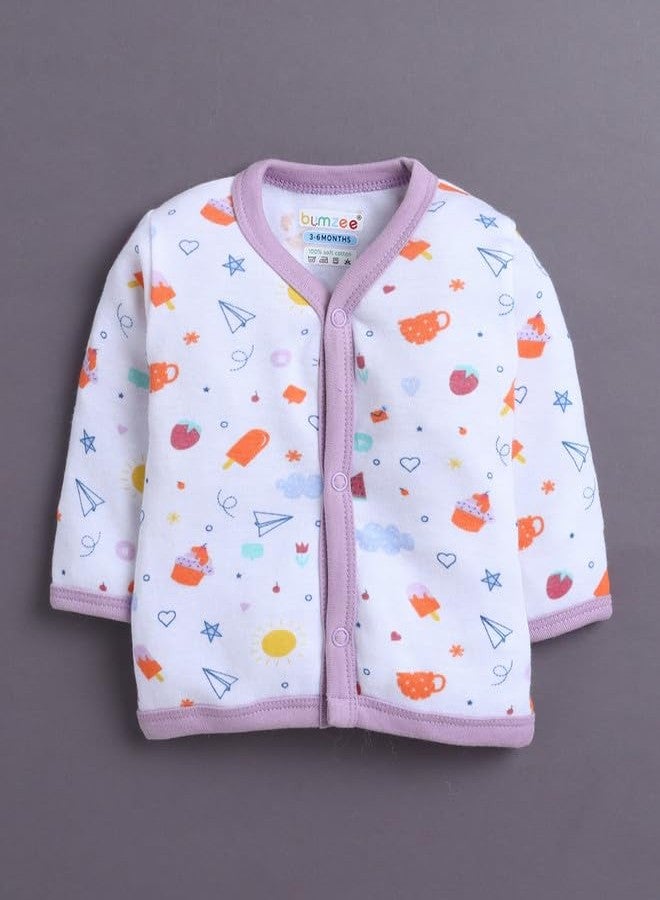 BUMZEE Baby Girls Cotton Full Sleeves Pack of 3 Regular Fit Jablas Lavender & White - 12-18 Months (Peb11031F-lvd) - Image 2