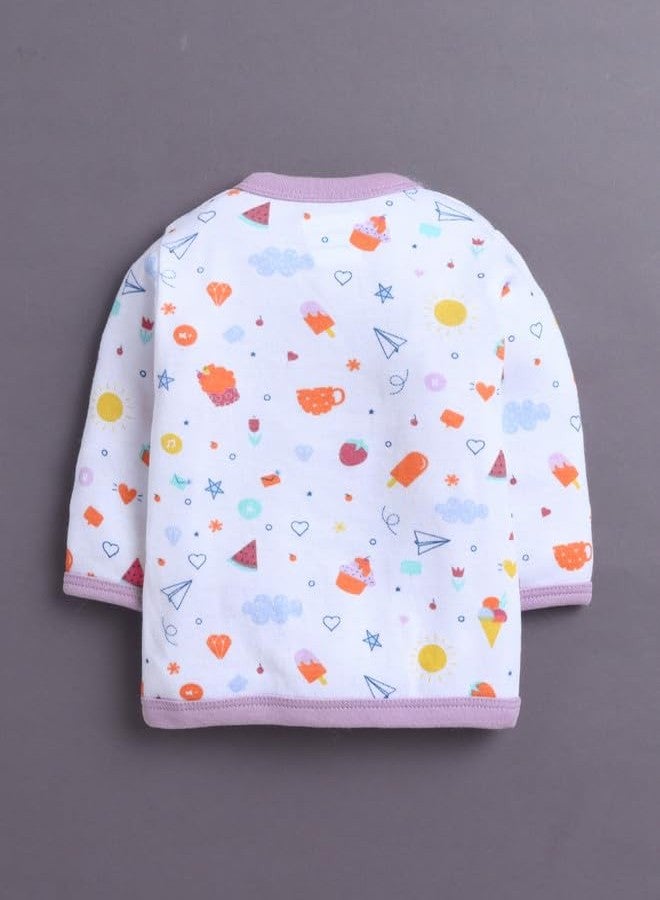 BUMZEE Baby Girls Cotton Full Sleeves Pack of 3 Regular Fit Jablas Lavender & White - 12-18 Months (Peb11031F-lvd) - Image 3