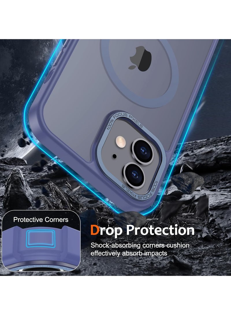 حافظة مغناطيسية لهاتف iPhone 11 مقاس 6.1 بوصة حافظة هاتف شفافة غير لامعة رفيعة ومضادة للصدمات ومضادة للأصفر للنساء والرجال والفتيات والأولاد (أزرق) - Image 4