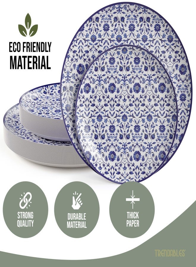 Trendables Heavy Duty Paper Plates Set For 16 Guests - 16 Each Of 8-inch And 10-inch Disposable Plates For Party - Fancy 32 Piece Dinnerware Set For All Occasions | Floral Design, Florentine - Image 3