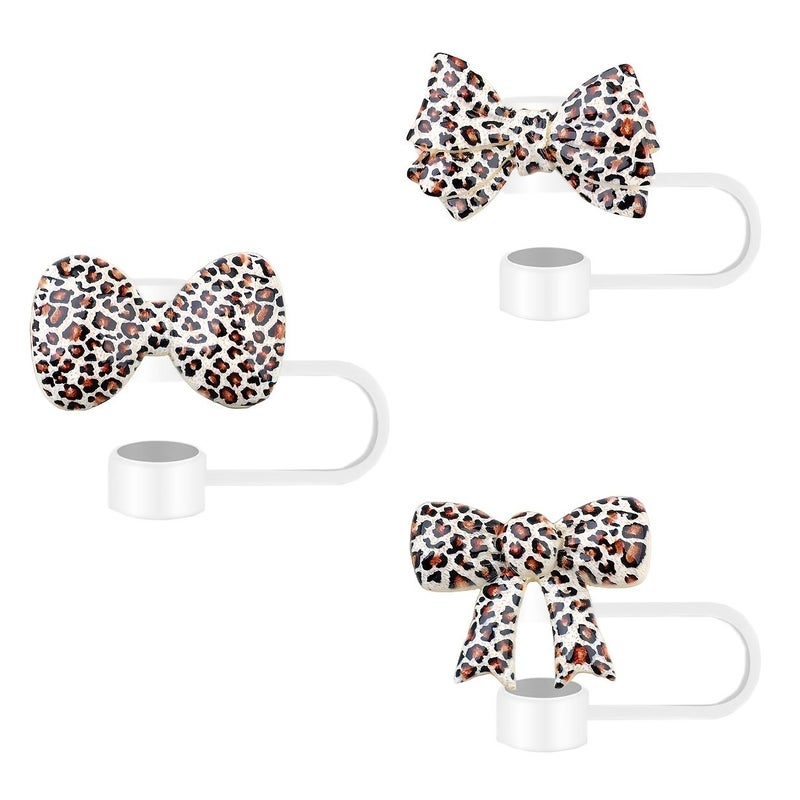 1pc Leopard Print Straw Covers Silicone Dustproof Splash Proof Cup Protectors - Image 3