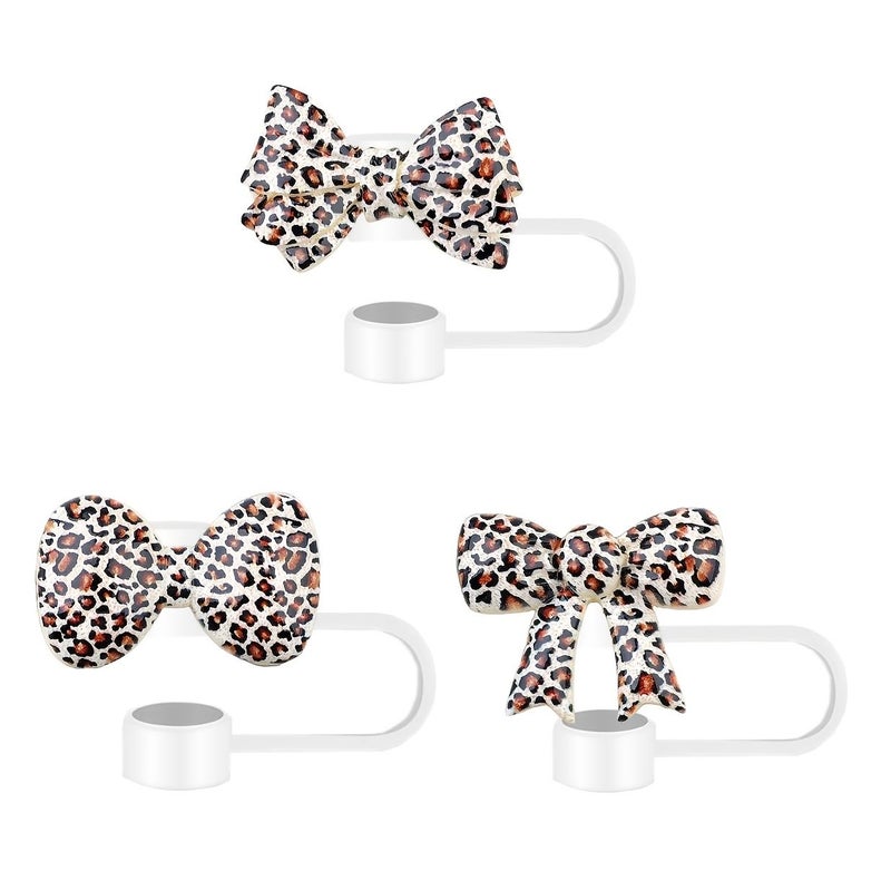 1pc Leopard Print Straw Covers Silicone Dustproof Splash Proof Cup Protectors - Image 2