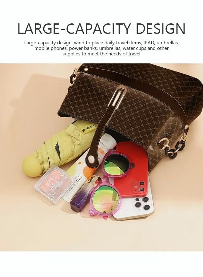 Canway PU Leather Handbag Large Capacity Shoulder Bag for Women Dark Brown - Image 2