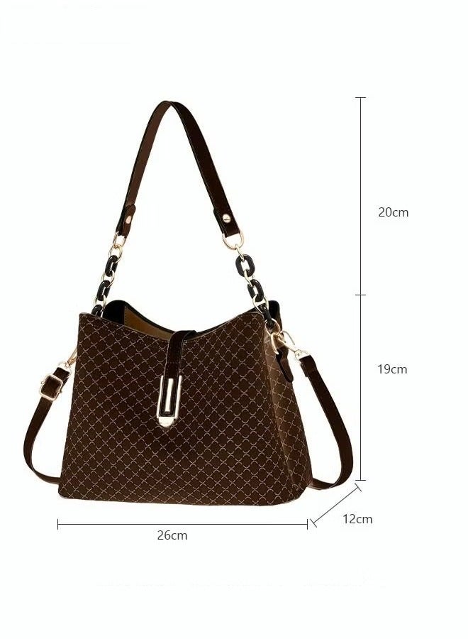 Canway PU Leather Handbag Large Capacity Shoulder Bag for Women Dark Brown - Image 4