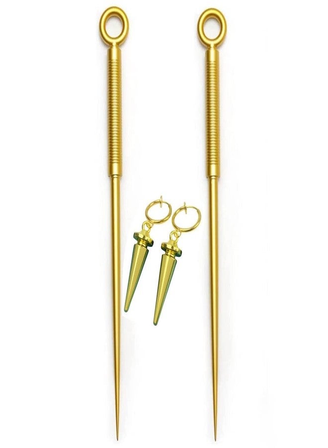 damdos Halloween Prop for Anime Cosplay Your Forgere Weapon With Earrings,Yor Forger Princess Gold Stilettoes Props Role Play(One Pair Prop+Earrings) - Image 1