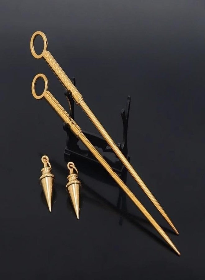 damdos Halloween Prop for Anime Cosplay Your Forgere Weapon With Earrings,Yor Forger Princess Gold Stilettoes Props Role Play(One Pair Prop+Earrings) - Image 4