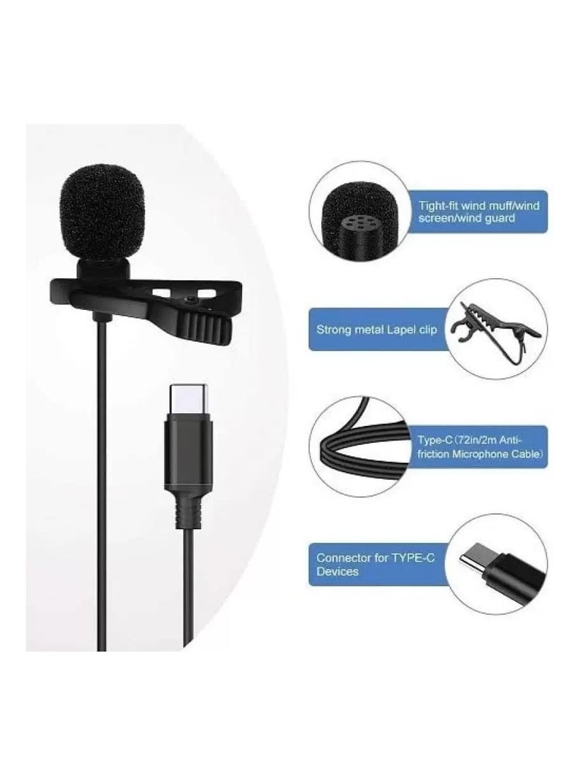 3.5mm Clip Type C  Mini Wired Microphone  Mic for Mobile Phone Camera Laptop Android Device  Black - Image 2