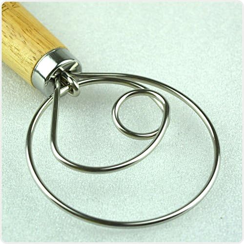 XIAOHONG 2 Pack LARGE 135 Premium Original Danish Dough Whisk Dutch Bread Whisk Stainless Steel Dutch Style Bread Dough Hand Mixer Wooden Handle Artisian Blender - Image 5