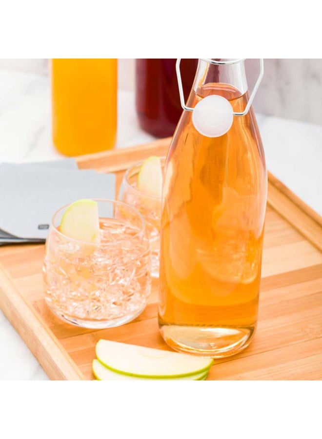 Restaurantware 17 Ounce Swing Top Glass Bottles, 10 Airtight Seal Glass Bottles With Swing Top Lids - Medium, Resealable, Clear Glass Hinge Top Glass Bottles, For Sodas, Kombuchas, Juices - Image 3