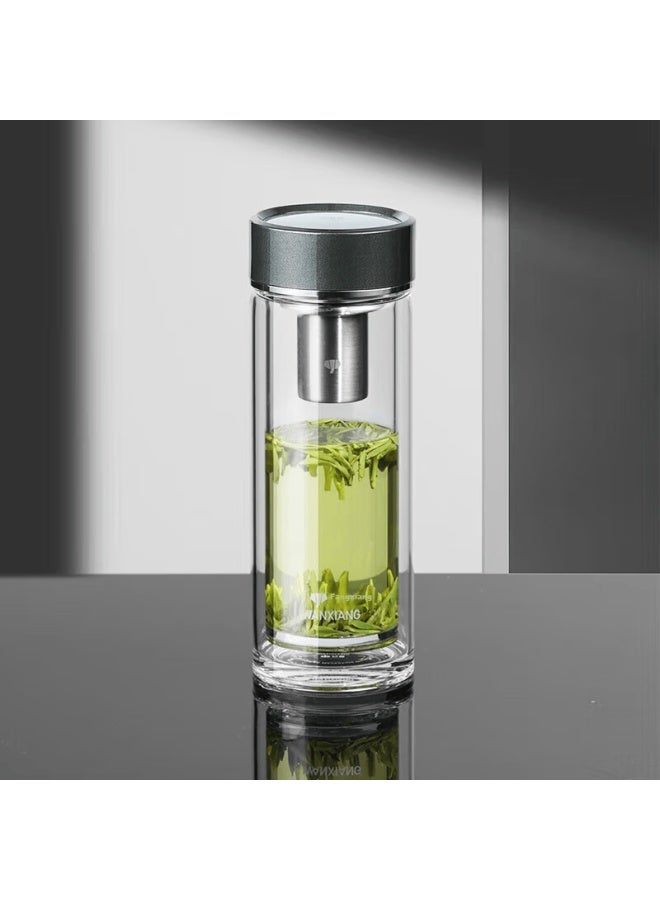 Wanxiang Double-layer Glass Car Mug V308l Olive Green Gift Box Office Business Tea Infuser Cup 360ml - Image 1