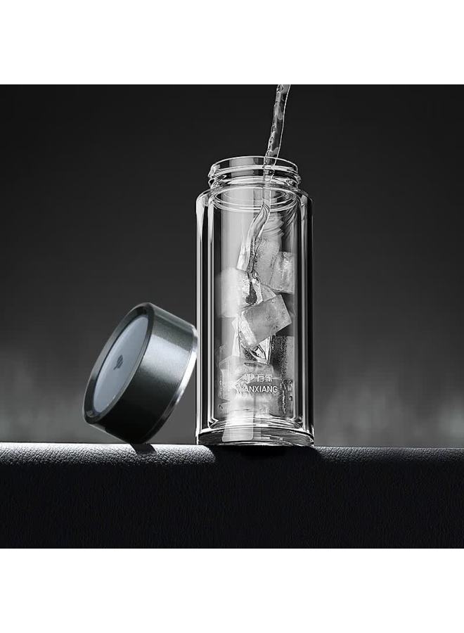 Wanxiang Double-layer Glass Car Mug V308l Olive Green Gift Box Office Business Tea Infuser Cup 360ml - Image 2