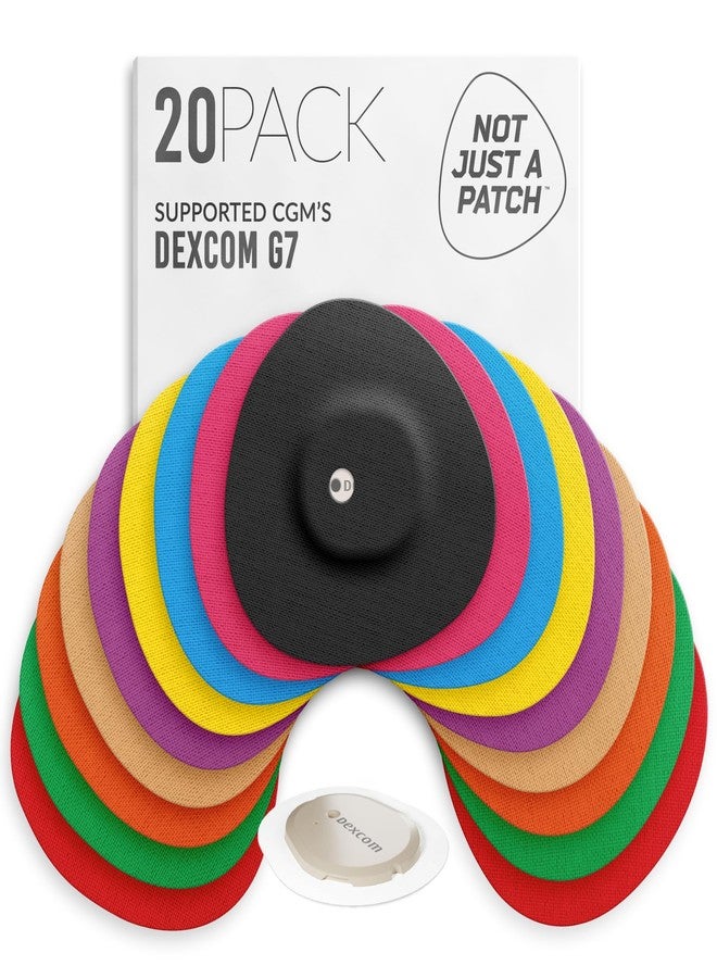 Not Just A Patch Dexcom G7 Sensor Plasters (Pack of 20) - Sweat-Resistant & Secure Hold with Ventilation Hole for Optimal Adhesion & Gentle Protection - 14 Days Wearing Time (Multi-Colour) - Image 1