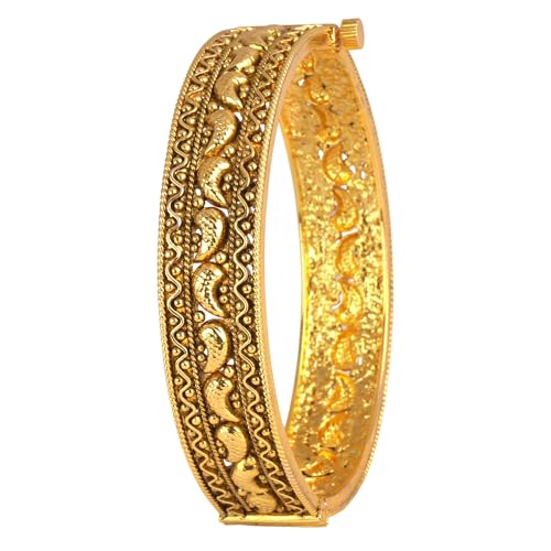 JFL - Jewellery for Less Traditional One Gram Micro Gold Plated Mango Kairi Design Antique Openable Temple Jewellery Kada Women and Girls(2.8) - Image 1