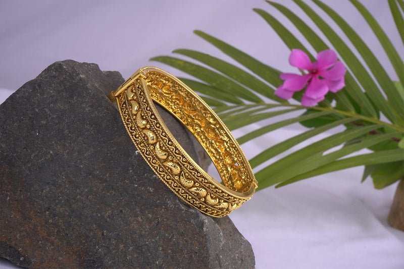 JFL - Jewellery for Less Traditional One Gram Micro Gold Plated Mango Kairi Design Antique Openable Temple Jewellery Kada Women and Girls(2.8) - Image 3