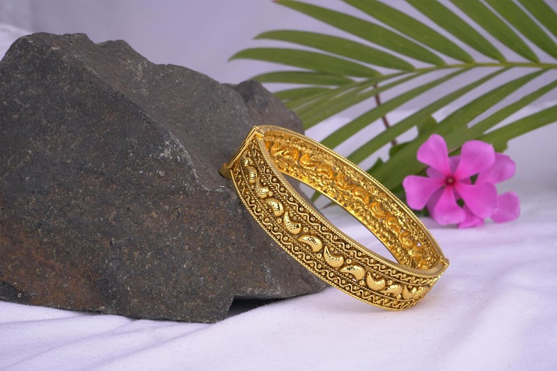 JFL - Jewellery for Less Traditional One Gram Micro Gold Plated Mango Kairi Design Antique Openable Temple Jewellery Kada Women and Girls(2.8) - Image 5