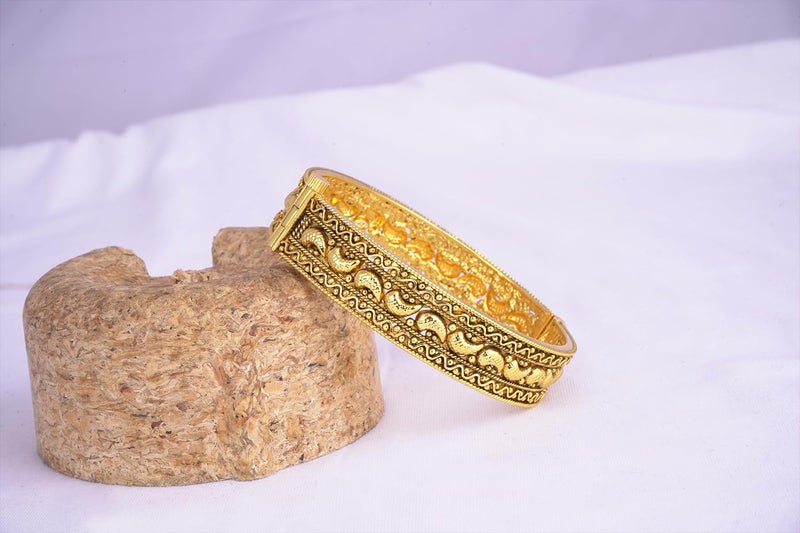 JFL - Jewellery for Less Traditional One Gram Micro Gold Plated Mango Kairi Design Antique Openable Temple Jewellery Kada Women and Girls(2.8) - Image 4
