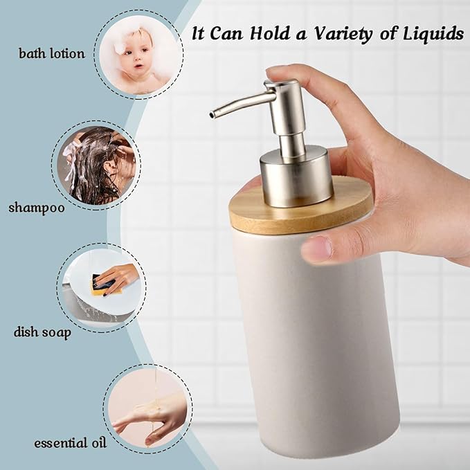 CLICKSWIFT ديسبنسر صابون ولوسيون بومب 250 مل من كليك سويفت مع غطاء من الخيزران - مثالي للشامبو في المطبخ والحمام، صابون يدوي، صابون سائل للحمام، متعدد الألوان 1 قطعة - Image 3
