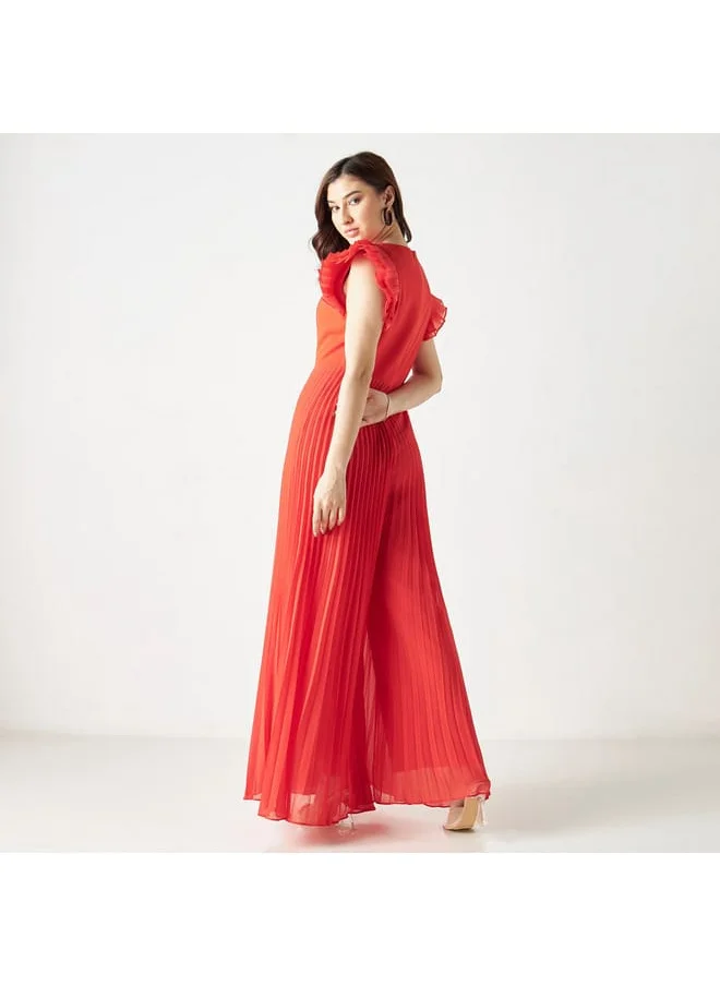 2Xtremz 2Xtremz Pleated Jumpsuit with Layered Sleeves