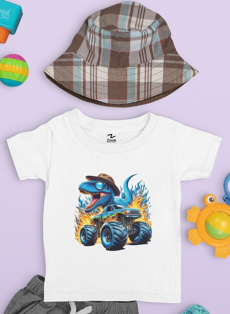 ZOOM Blue Monster Truck With Dinosaur T-Shirt For Kids 