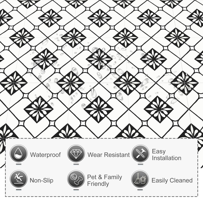 MORCART Peel and Stick Floor Tile, 20-Pack 7.87" x 7.87" Matte Vinyl Floor, Self Adhesive Waterproof Flooring DIY for Renter, Removable Tile Sticker for Bathroom, Kitchen, Bedroom, Wall (Black) - Image 3
