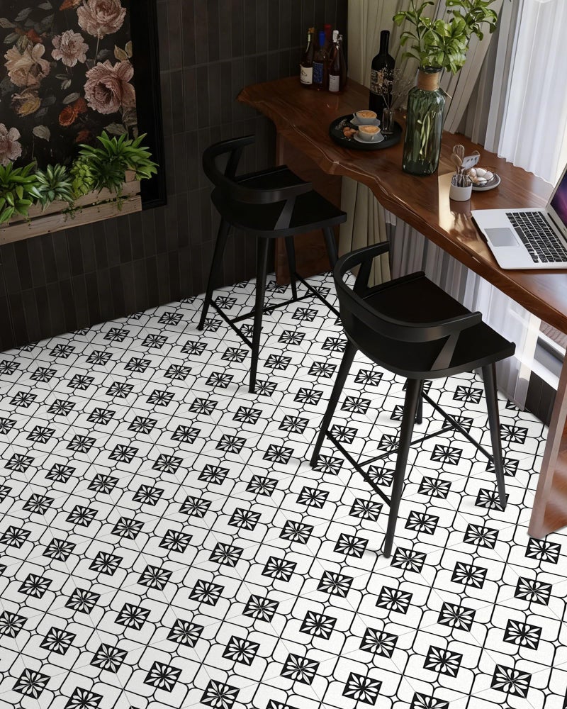MORCART Peel and Stick Floor Tile, 20-Pack 7.87" x 7.87" Matte Vinyl Floor, Self Adhesive Waterproof Flooring DIY for Renter, Removable Tile Sticker for Bathroom, Kitchen, Bedroom, Wall (Black) - Image 5