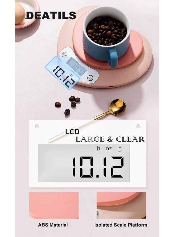 YRY Pink Kitchen Scale - Large LCD, Tare Function, 11 lbs Capacity, 0.03 oz Precise Graduation - Perfect Food Scale for Baking & Cooking, ML & Oz Unit for Liquids and Solids (Pink 5kg/1g) - Image 3