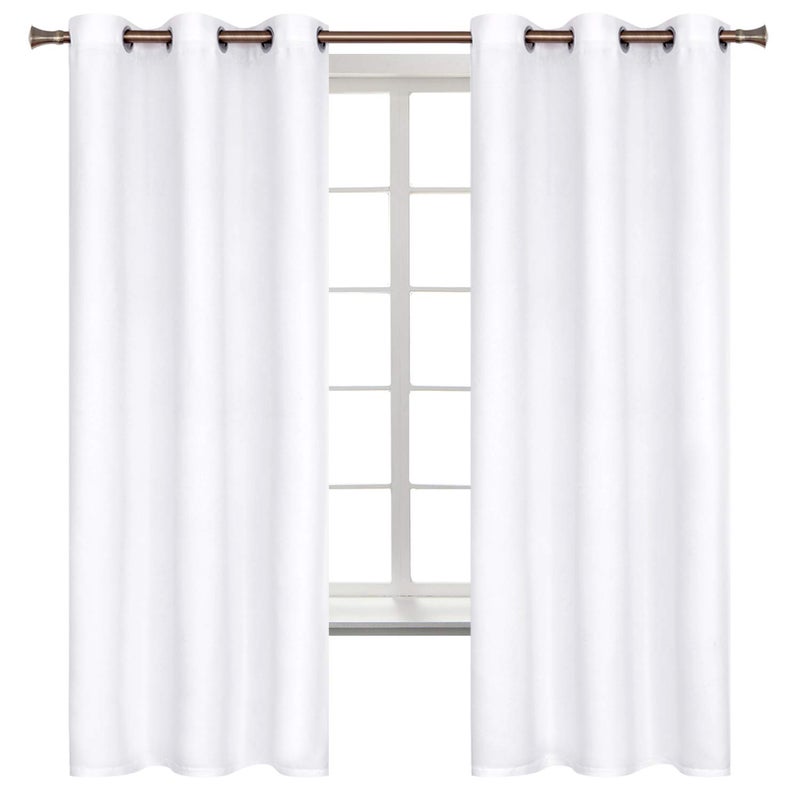 BGment Bgress غرفة الستائر الستائر 63 بوصة - الستائر الحرارية معزولة الحرارية ستائر معالجة النافذة لغرفة النوم 2 لوحات 42 × 63 بوصة أبيض نقي - Image 1