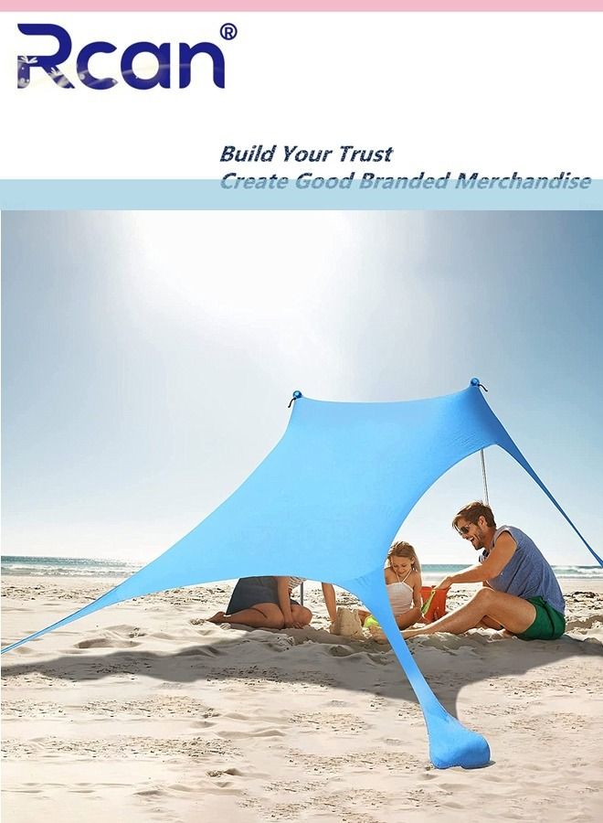 Rcan Outdoor UV Camping Family Beach Tent Rainproof Sunscreen Canopy Four Corners Windproof Awning Portable Foldable Reusable Suitable for Camping Picnic Travel Beach Fishing  - Image 2