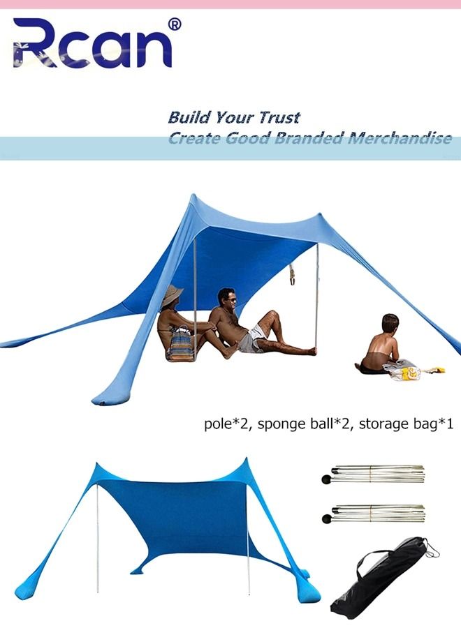 Rcan Outdoor UV Camping Family Beach Tent Rainproof Sunscreen Canopy Four Corners Windproof Awning Portable Foldable Reusable Suitable for Camping Picnic Travel Beach Fishing  - Image 3