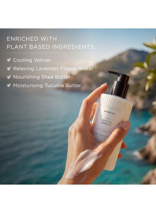 Kimirica BELLA AMALFI HAND & BODY LOTION 330 ml|Enriched with Vetiver, Lavender Flower Water, and natural butters Lightweight, non-greasy & quick-absorbing formula for all skin types - Image 3
