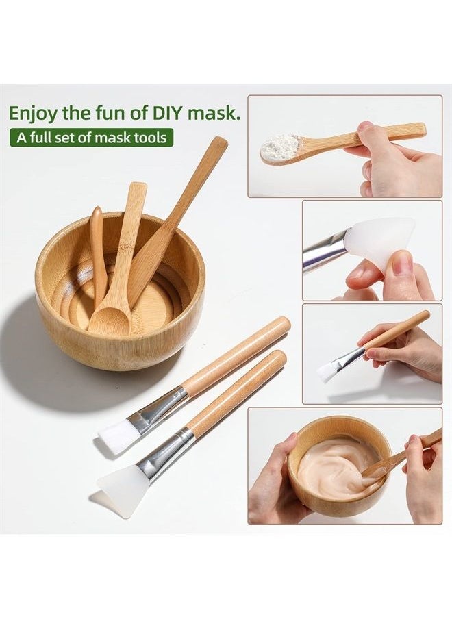 JPNK - Facial Mask Bowl Set Bamboo, New DIY 6Pack DIY Clay Mask Mixing Kit with Mask Brushes and Bowl, Bamboo Mask Mixing Tools for Mixing Clay Mask DIY - Image 1