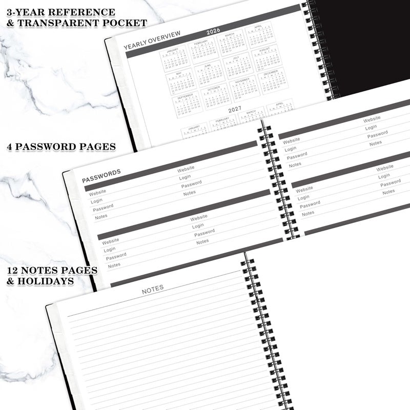 Artfan 2026-2028 Monthly Planner - 2 Year Monthly Planner 2026-2028 With Tabs, JUL 2026 - JUN 2028, 9" x 11", 24-Month Calendar with Pocket, Label, Contacts - Black - Image 5