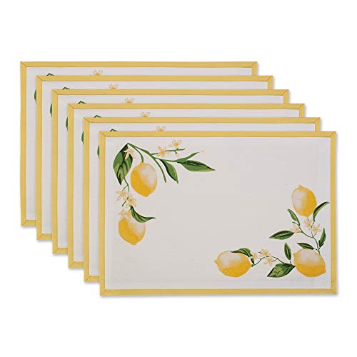 DII Lemon Bliss Tabletop Collection Placemat Set 6 Piece