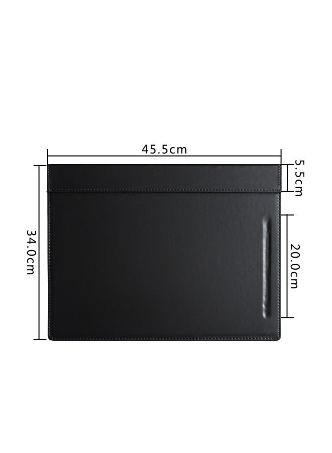 Front Desk Leather Writing Board Top Desk Mat Conference Clip Business Office Desk Mat Meeting Room Special Leather Magnet Pad-Pattern:Black A3 Tablet With Pen Slot  - Image 4