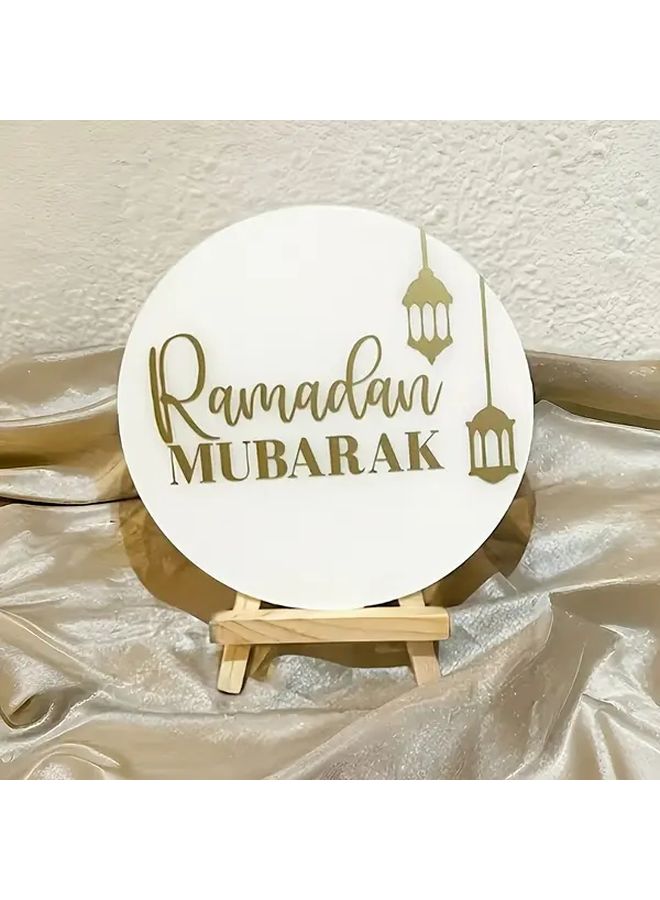 Style 2 Acrylic Islamic Sign Set with Wooden Stand for Ramadan Eid Table Decoration - Image 4