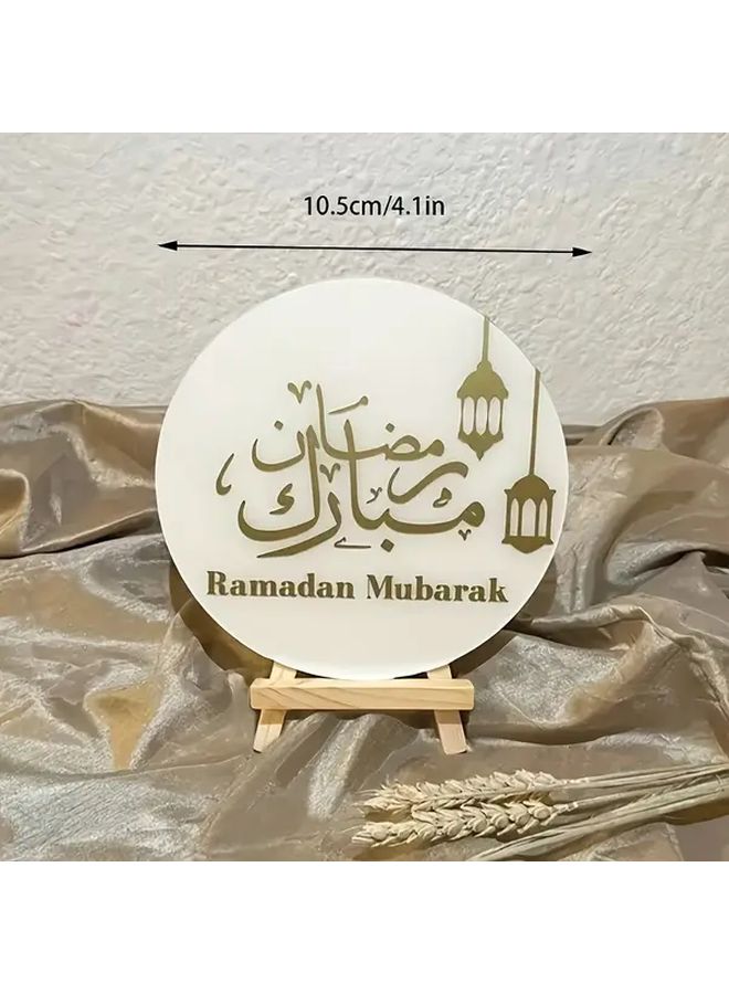 Style 2 Acrylic Islamic Sign Set with Wooden Stand for Ramadan Eid Table Decoration - Image 3
