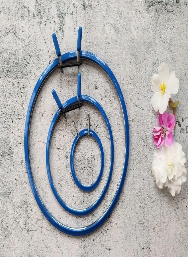 Nurge Premium Quality, Metal Spring Tension Embroidery Hoops, Cross Stich Hoop, Darning Hoops, Embroidery Tension Shed (Blue, Siz Mix) - Image 4