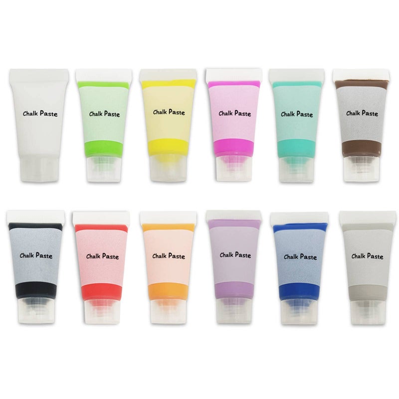 DGAGA 12 Color Chalk Paste SetScreen Printing InkStarter Chalk Paste Paint for StencilSelf Adhesive Silk Screen Stencils PasteChalkboard Paint for Silk Screen Transfers DIY Home Art Craft 10GJar