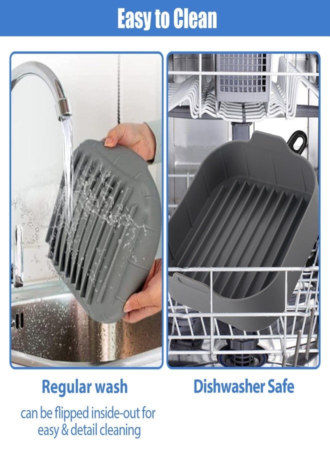 BestYiJo Air Fryer Silicone Liners, 8 Inches Square Silicone Air Fryer Reusable Liners, Silicone Liners for Air Fryer Basket for 8 Inches Air Fryer Accessories, Easy Wleaning Air Fryer Pan Oven(Grey) - Image 5