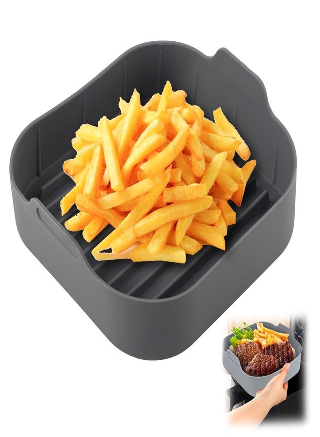 BestYiJo Air Fryer Silicone Liners, 8 Inches Square Silicone Air Fryer Reusable Liners, Silicone Liners for Air Fryer Basket for 8 Inches Air Fryer Accessories, Easy Wleaning Air Fryer Pan Oven(Grey) - Image 1