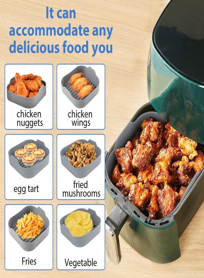 BestYiJo Air Fryer Silicone Liners, 8 Inches Square Silicone Air Fryer Reusable Liners, Silicone Liners for Air Fryer Basket for 8 Inches Air Fryer Accessories, Easy Wleaning Air Fryer Pan Oven(Grey) - Image 3