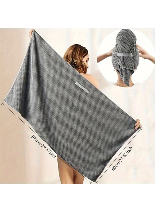 Grey Quick Dry Microfiber Hair Turban Super Absorbent Soft Lightweight Head Wrap - Image 4