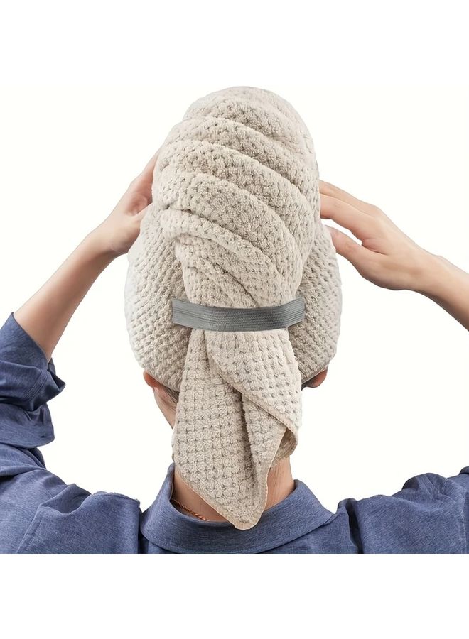 Grey Quick Dry Microfiber Hair Turban Super Absorbent Soft Lightweight Head Wrap - Image 3
