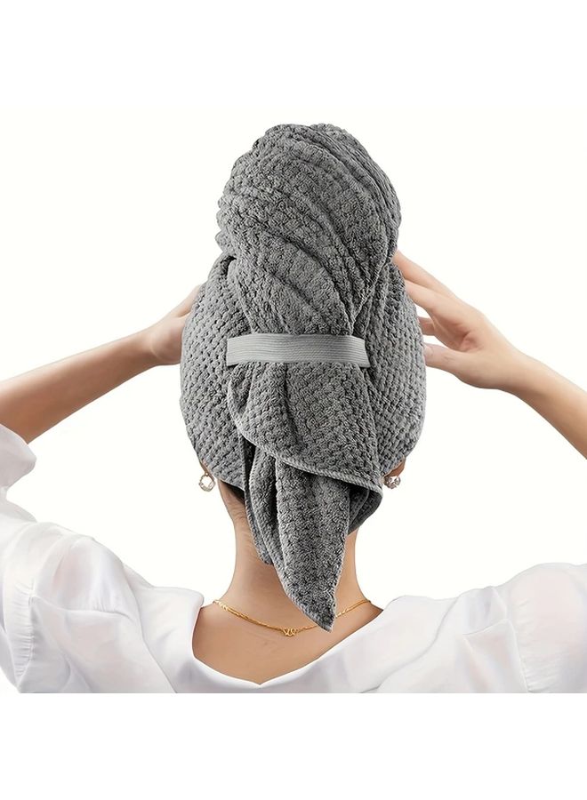 Grey Quick Dry Microfiber Hair Turban Super Absorbent Soft Lightweight Head Wrap - Image 2