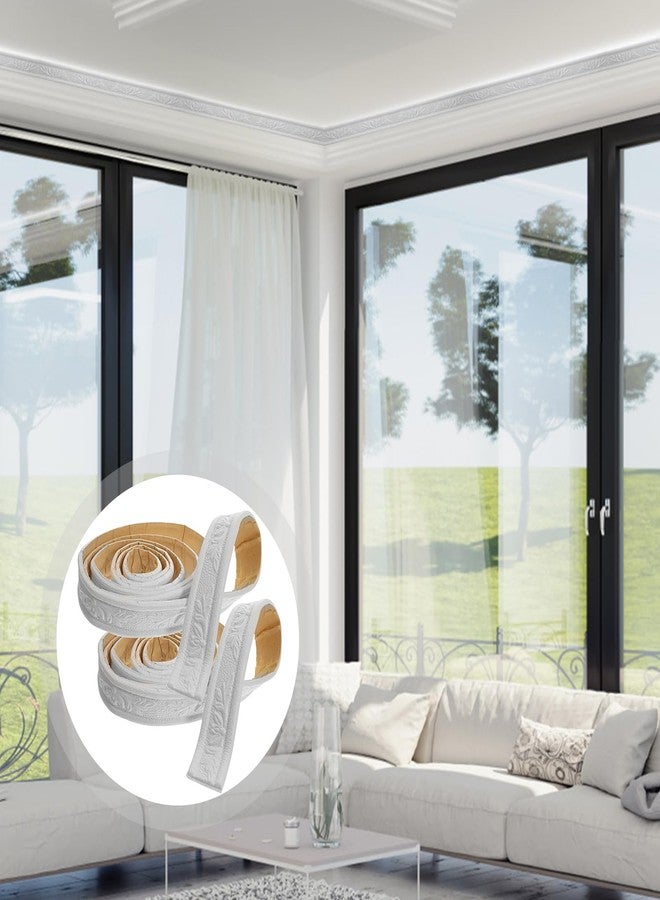 بارتي كينج دوم شريط تزيين إسفنجي مرن ذاتي اللصق من PartyKindom، بكرتين، 89.6 × 1.57، حافة جدار تاج أبيض لتزيين جدار المطبخ والحمام والتلفزيون - Image 5