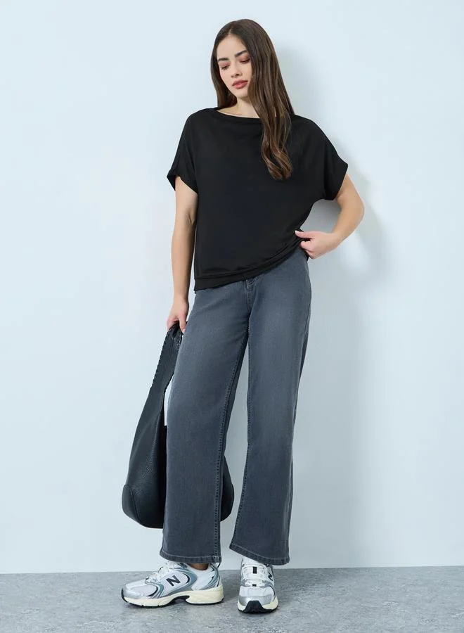 ستايلي تيشيرت سادة بأكمام قصيرة