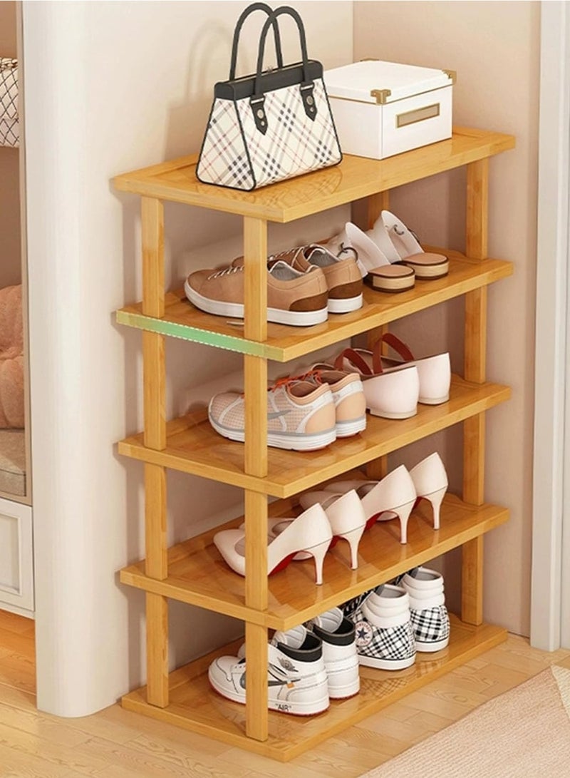 Generic 𝐅𝐅𝐃 Bamboo Shoe Rack – 5-Tier Storage Organizer, Multi-Functional Shelf for Shoes, Books, Plants & More – Lightweight, Easy to Assemble, Eco-Friendly Design, Beige  - Image 2