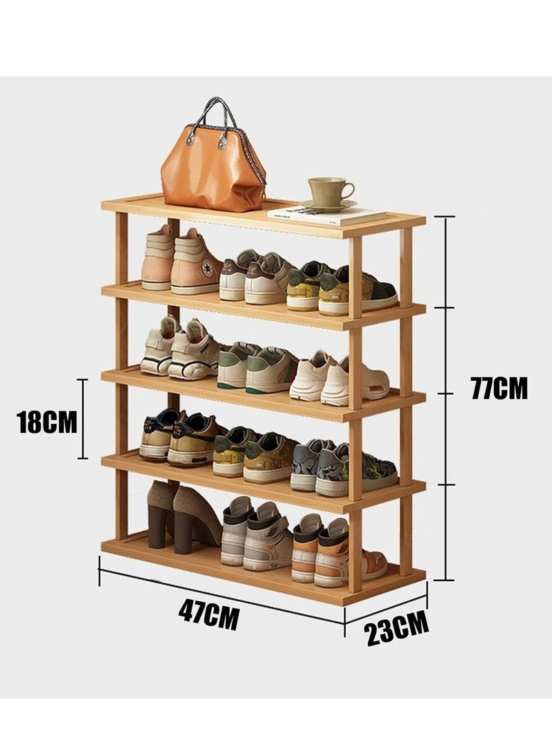Generic 𝐅𝐅𝐃 Bamboo Shoe Rack – 5-Tier Storage Organizer, Multi-Functional Shelf for Shoes, Books, Plants & More – Lightweight, Easy to Assemble, Eco-Friendly Design, Beige  - Image 3