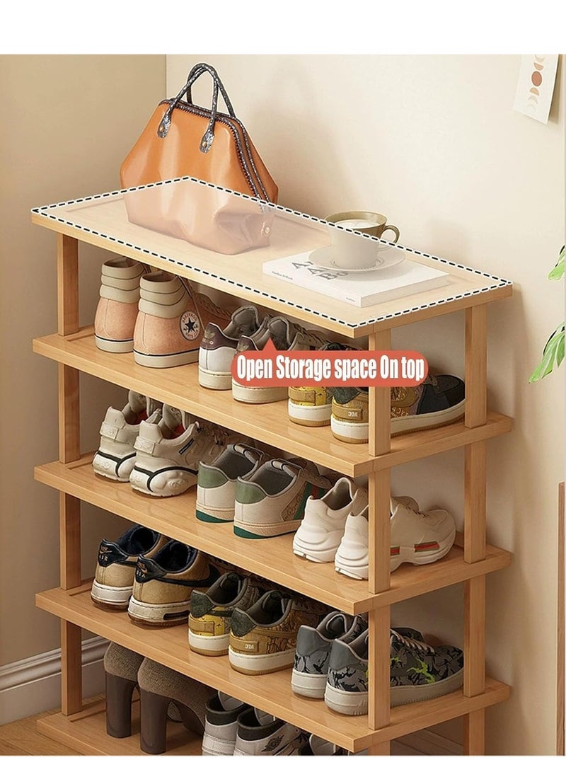Generic 𝐅𝐅𝐃 Bamboo Shoe Rack – 5-Tier Storage Organizer, Multi-Functional Shelf for Shoes, Books, Plants & More – Lightweight, Easy to Assemble, Eco-Friendly Design, Beige  - Image 5